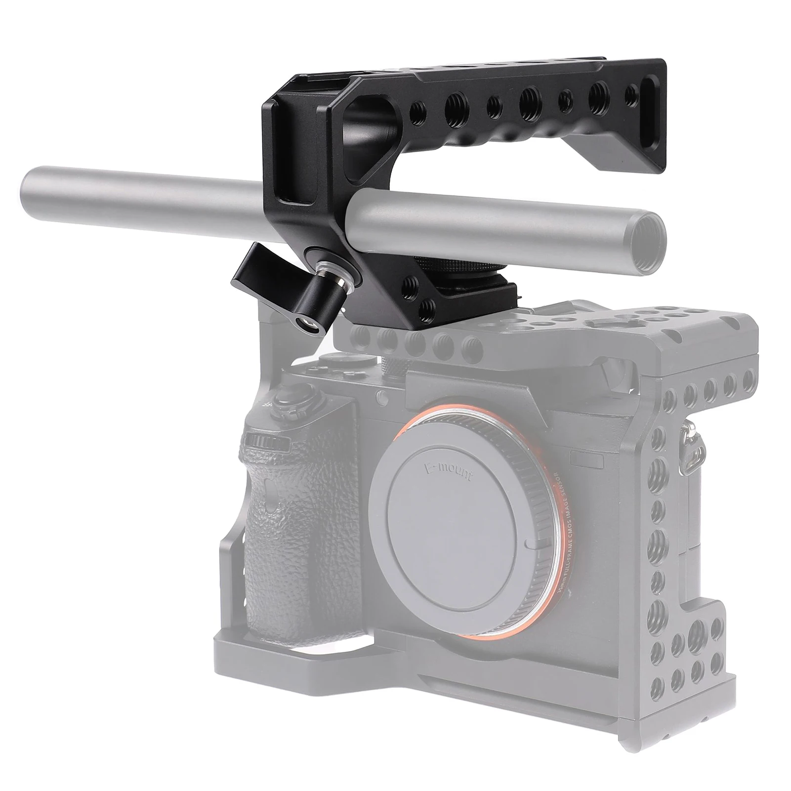 JLwin Universal Top Handel Camera Top Handgrip with 4 Cold Shoe Mount Arca Swiss Mount 1/4in & 3/8in Threaded Holes