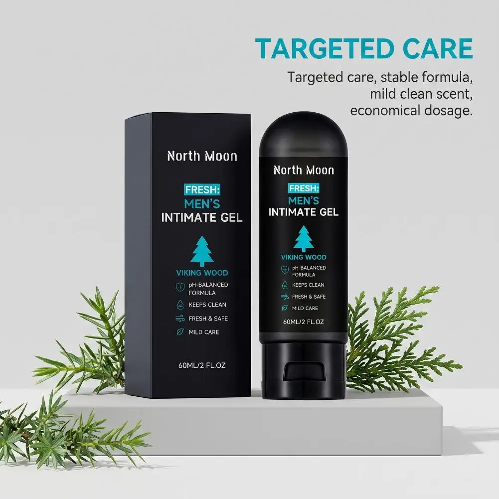 Men Intimate Care Gel 60ml pH‑Balanced Gentle Herbal Extract Cooling Fresh Soothing Stuffy Discomfort Hydrating Body Wash for Ma