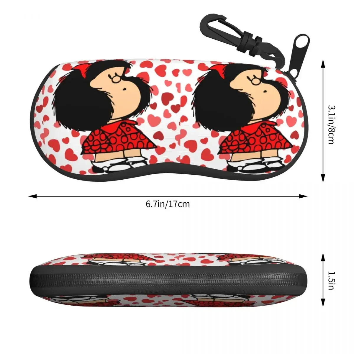 Custom Mafalda Power With A Surprised Face Glasses Case Portable Quino Kawaii Cartoon Shell Eyeglasses  Sunglasses Box