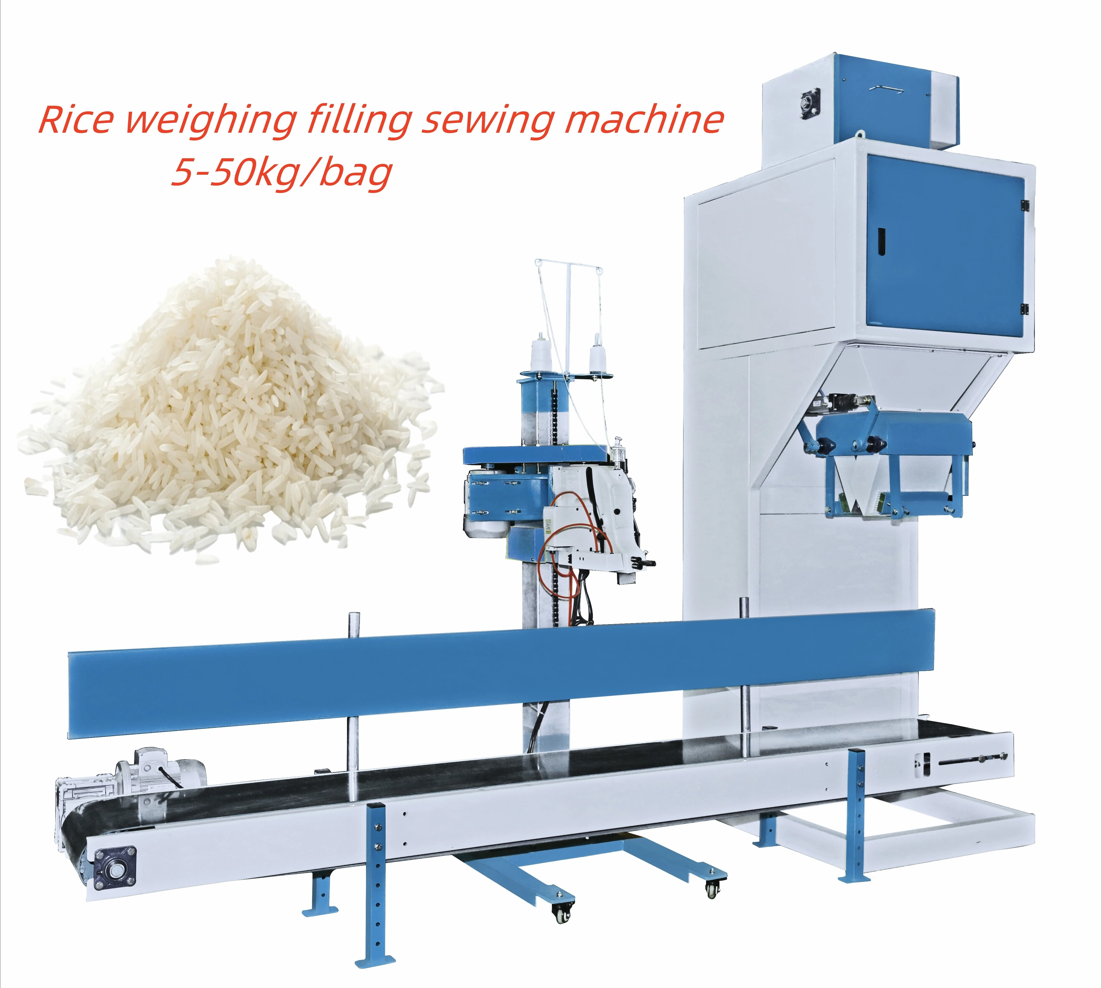 5Kg to 50kg weighing filling machine 800 bags/hour, open pocket packaging machine, suitable for fish feed, cattle feed, pig feed
