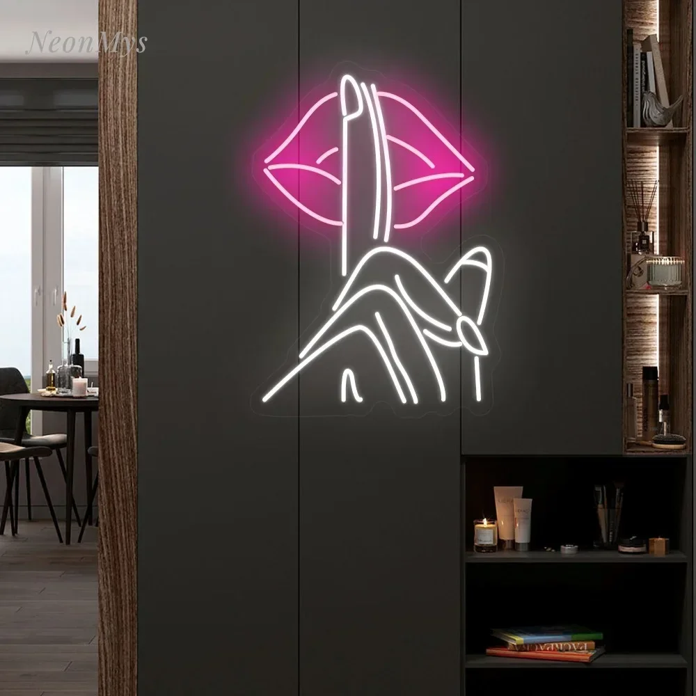 

Be Quiet Finger on Lips Led Neon Sign Secret Flex Neon Lights Room Wall Party Neon Logo Custom Bar Wedding Decoration