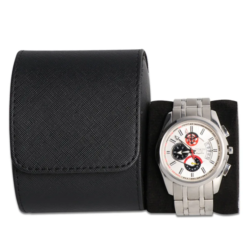Single Watch Roll Travel Case Portable Vintage Leather Watch Storage Organizer Wristwatches Box Watch Roll Travel Case