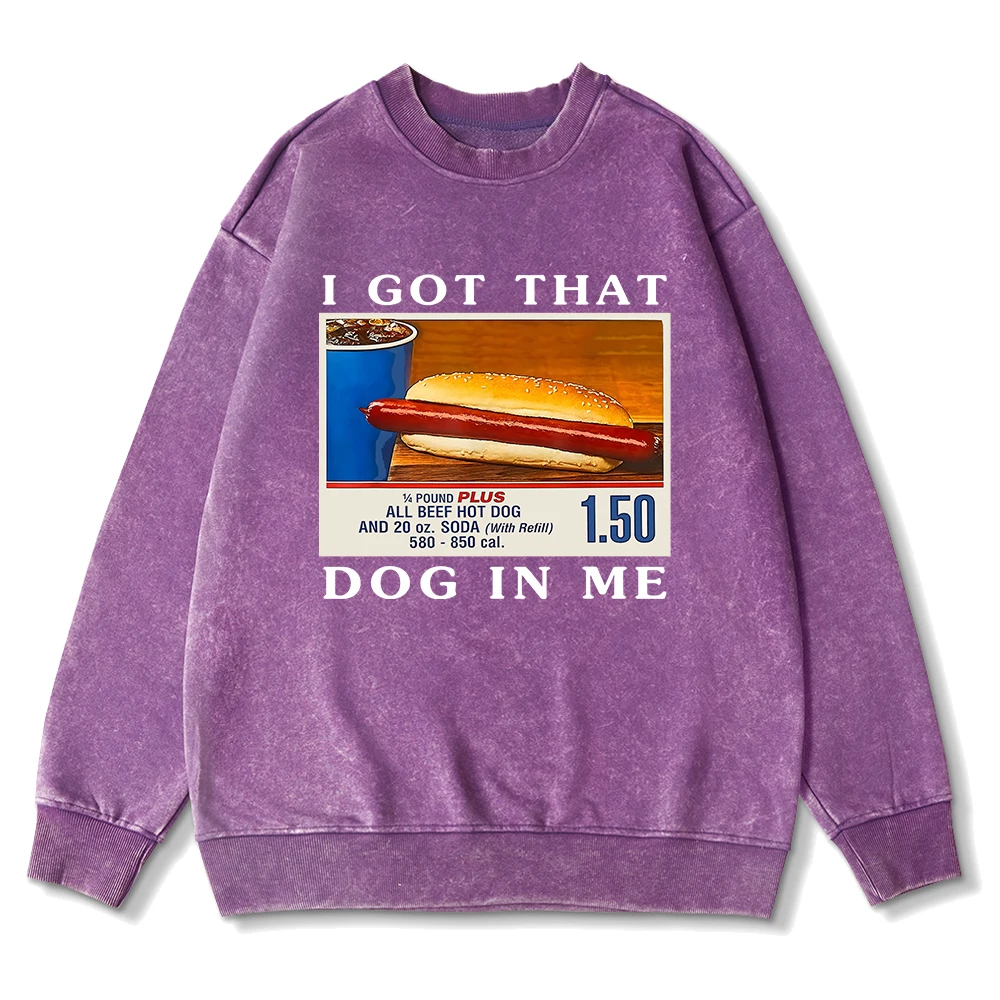 Vintage Men Washed Sweatshirt I Got That Dog In Me Letter Prints Hoodie Cotton Oversize Casual Pullover Fashion Couple Clothes