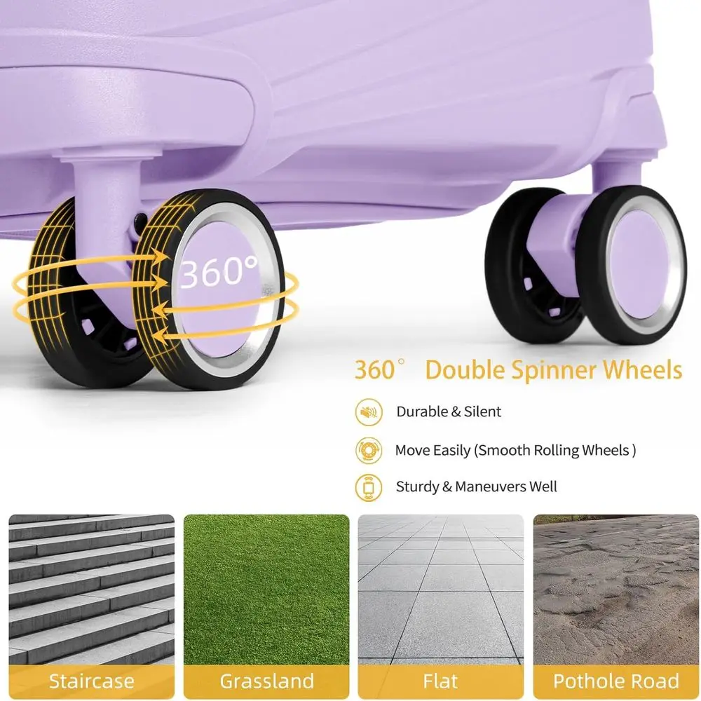 20 Inch Lavender Lightweight Hardshell Spinner Suitcase with TSA Lock for Women, Airline Approved