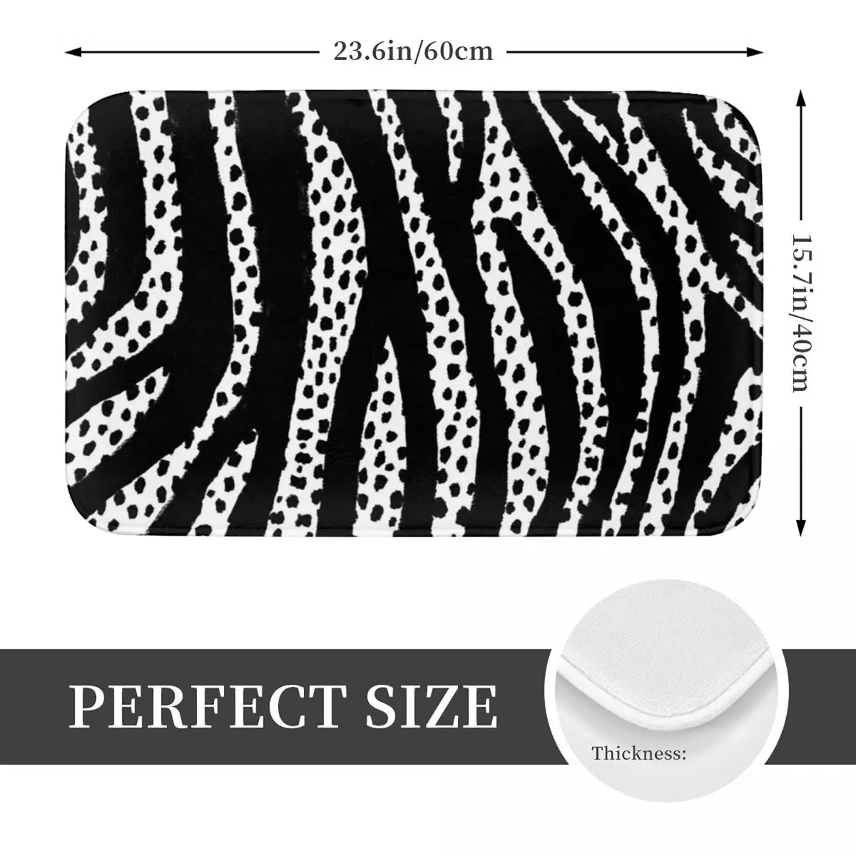 Dalmatian Polka Dot Spots And Zebra Stripes (blackwhite) Doormat Anti-skid Bath Mats Home Entrance Rugs Kitchen Carpet Footpad