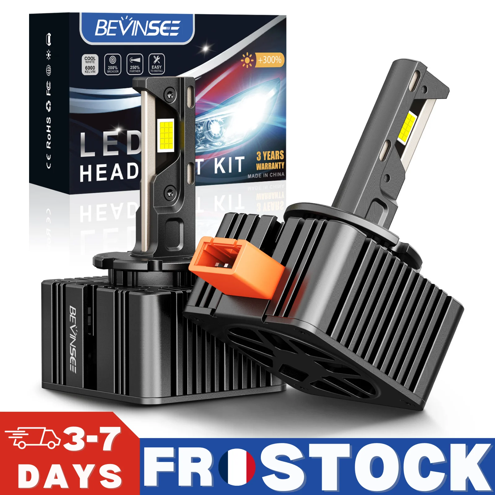 BEVINSEE D3S D3R LED CANBUS Headlamp 1:1 HID Xenon Replacement Kit D1S D1R 80W 8000LM Super Bright Auto Headlights Plug&Play 12V