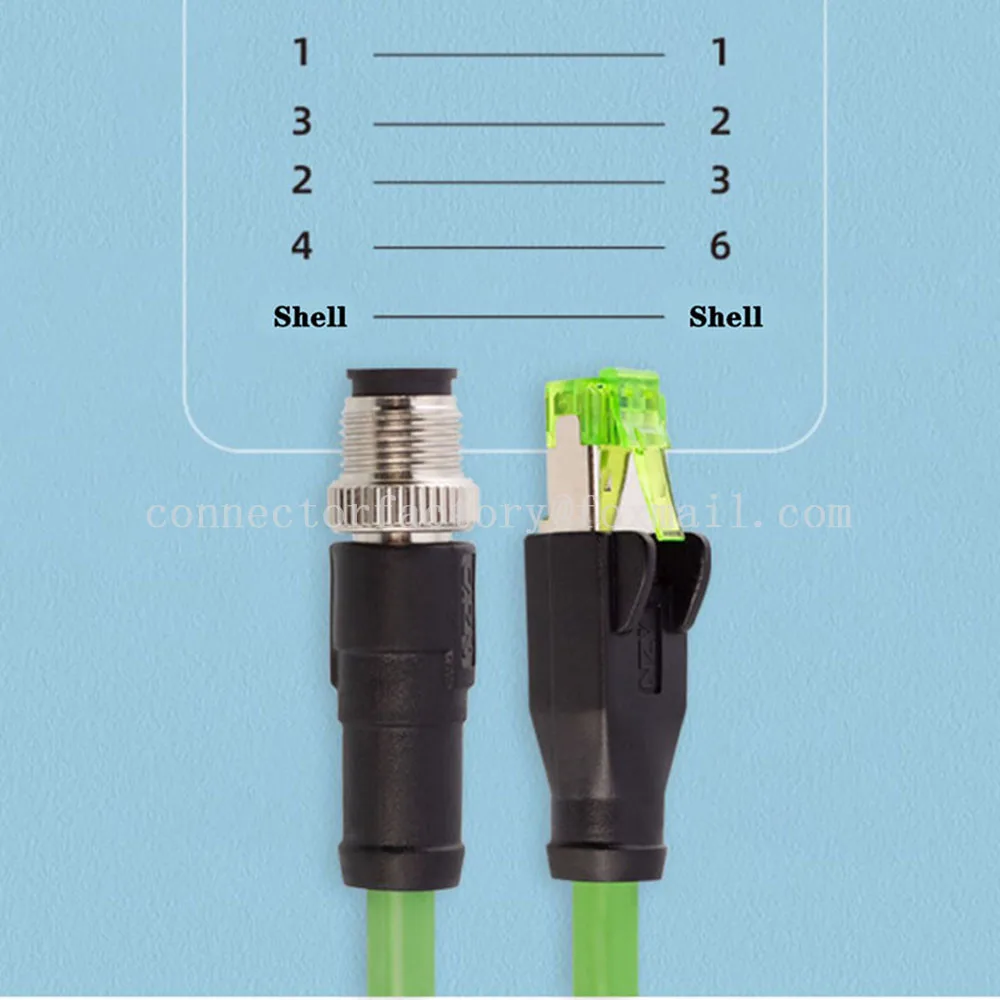 M12 4-core D-Type To RJ45 CODE Network Cable Profinet EtherCat Network Cable is Compatible With Siemens Industrial Network Cable