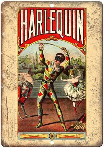 Harlequin Magician Circus Retro Decor Metal Tin Sign 8x12 Inch