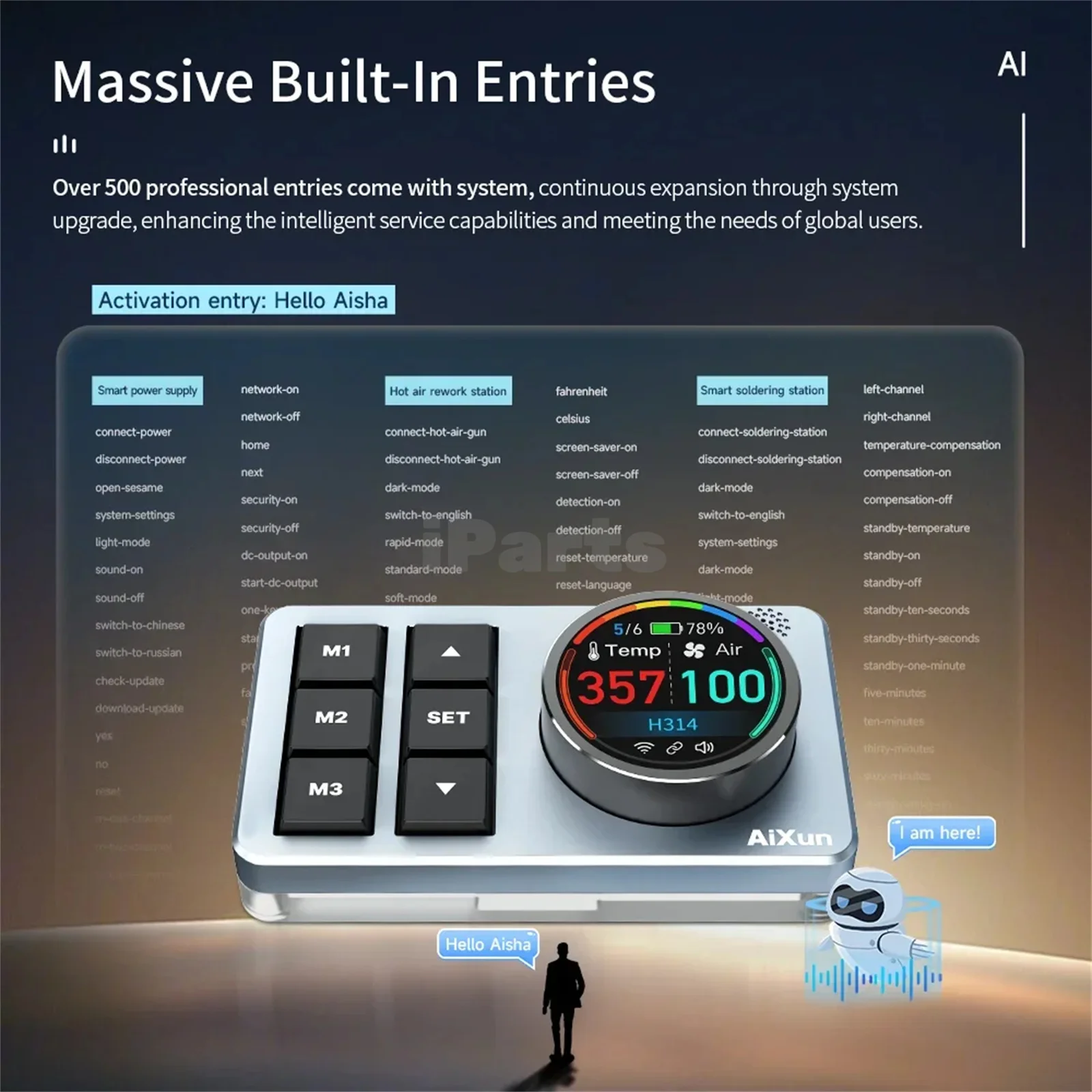 IParts Aixun BS08 AI التحكم الصوتي TYPE-C/2.4G اتصال بلوتوث مناسب لـ Aixun T320 P3208 H312 H314 T380 T420D Voice Ass #5