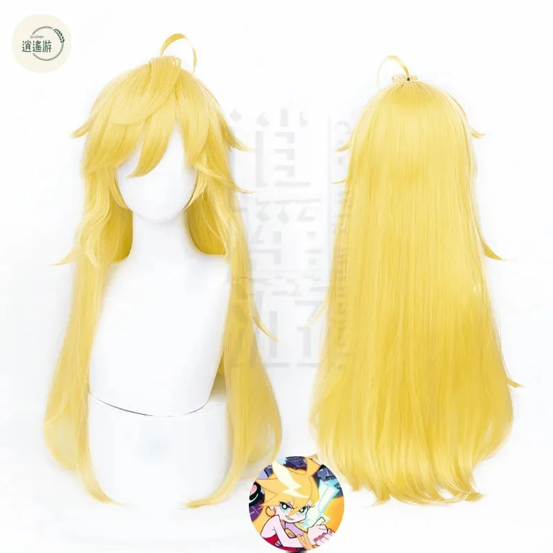 

High Quality Panty Anarchy Cos Wig 80CM Gold Long Hair Heat-resistant Synthetic Hair Halloween Party Anime Cosplay Wigs+wig Cap