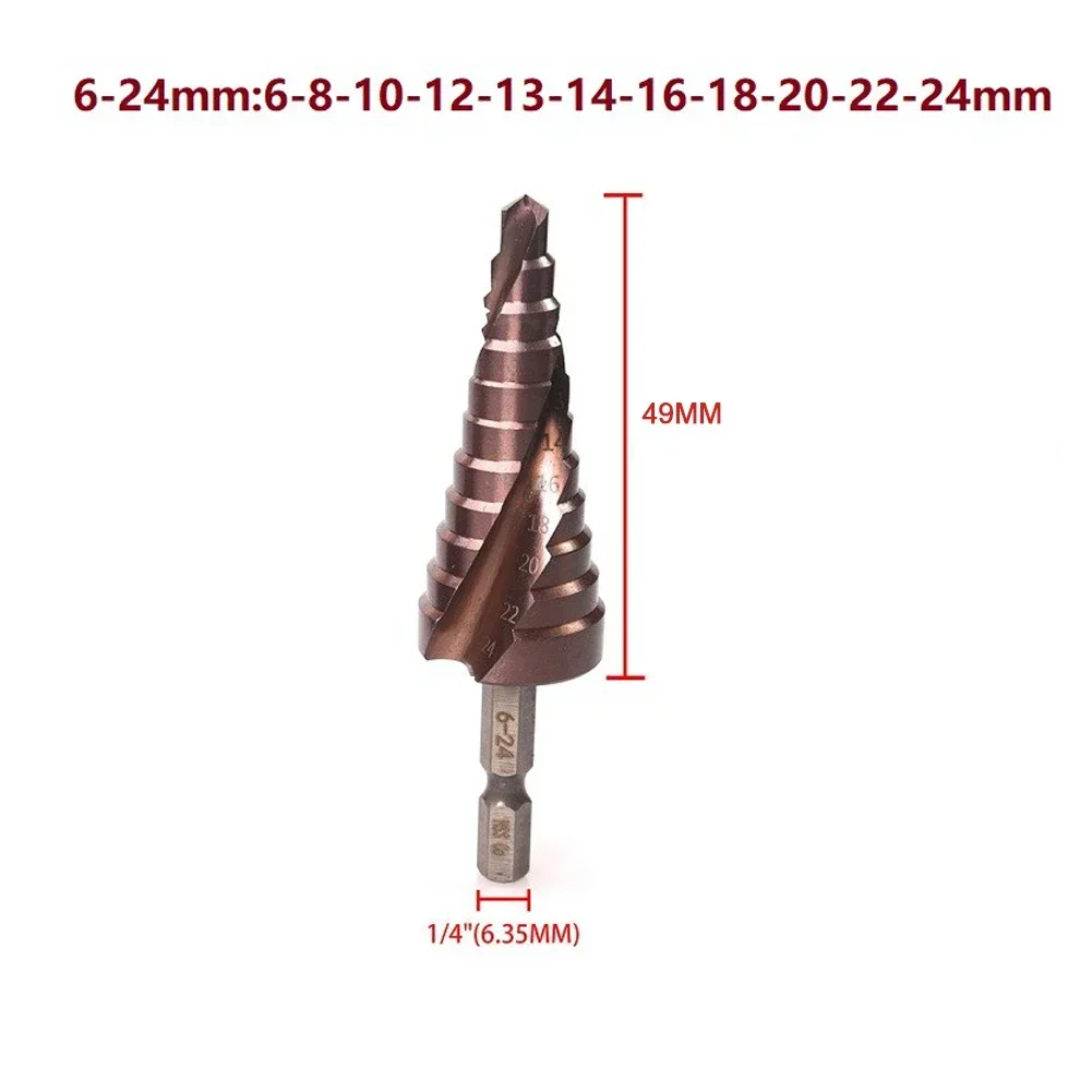 1Pc Schritt Bohrer M35 5% Kobalt Bohrer 3-12mm 4-22mm 6-24mm HSS Kegel Metall Bohrer Für Holz Dünne Eisen Loch Cutter Stanzen