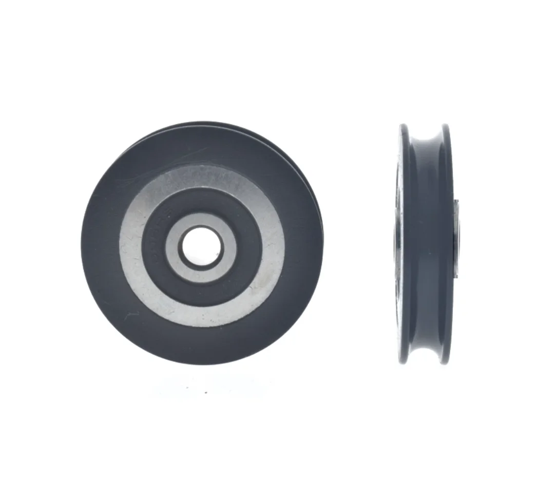 6*39*8mm shift door pulley, concave wheel U groove, wire rope over line wheel, rubber wrapped plastic nylon bearing roller