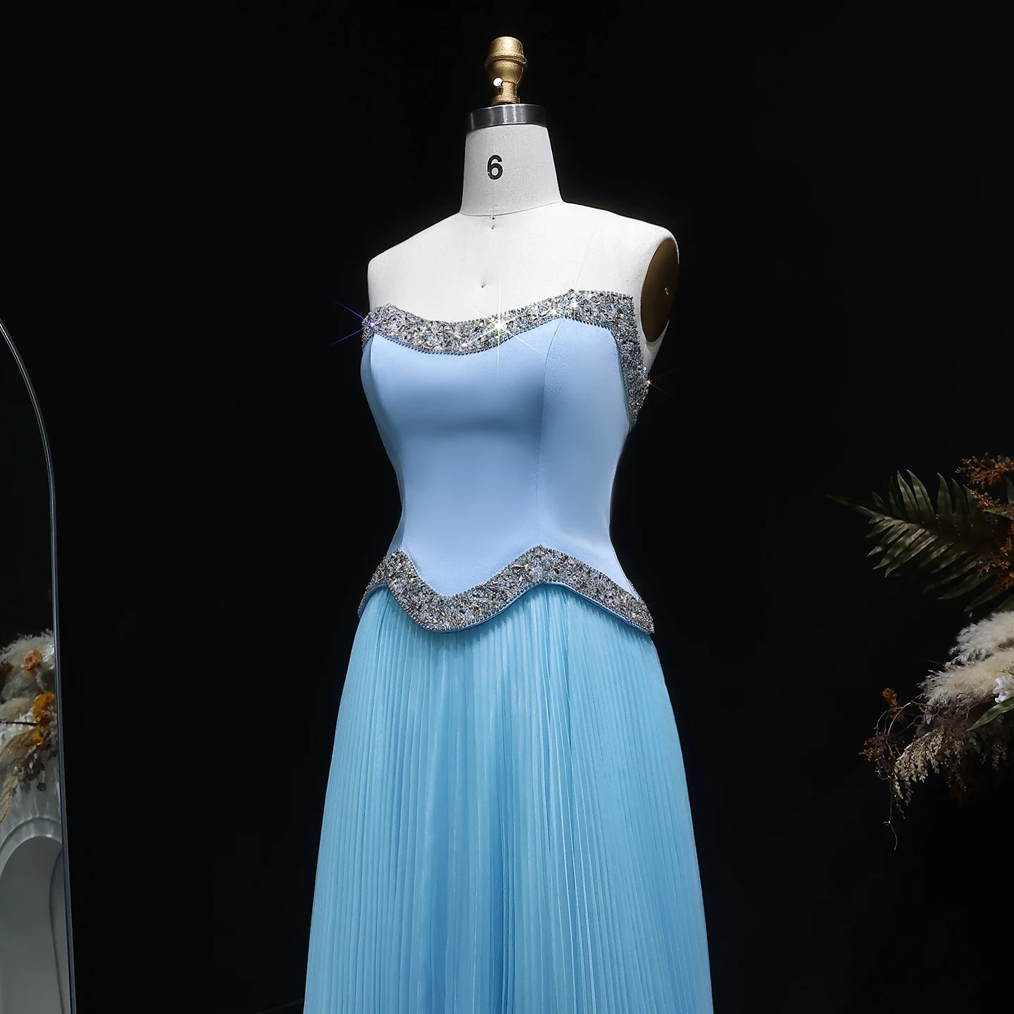Sharon Said Damen Formelle A-Linien Abendkleider Trägerlos Pailletten Perlen Elegant Arabische Partykleider SS789 Maßanfertigung – Detail 23