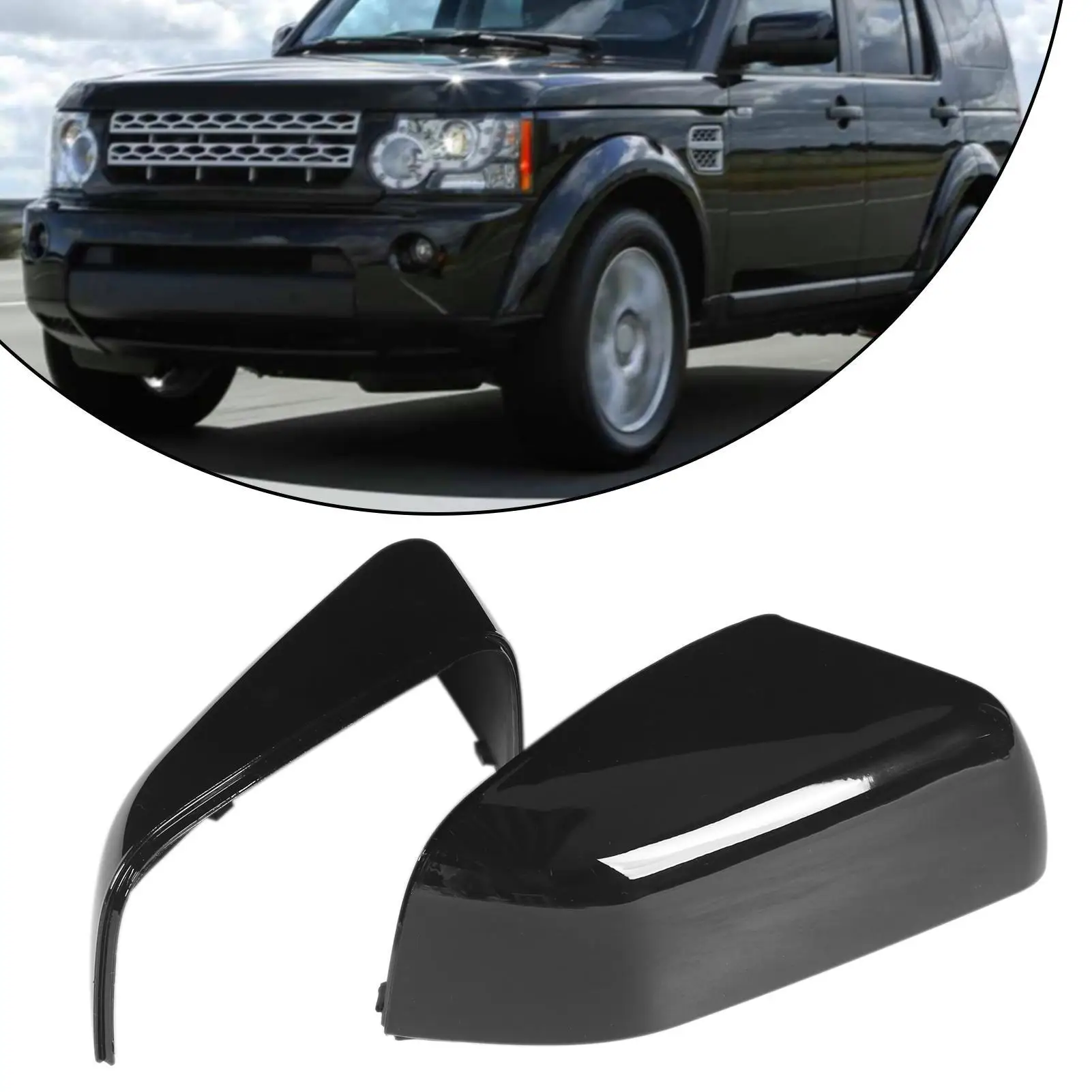 2PCS Door Mirror Cover LR019962 Glossy Black Replacement for Land for ROVER range ROVER Sport for discovery 4 2010-2013