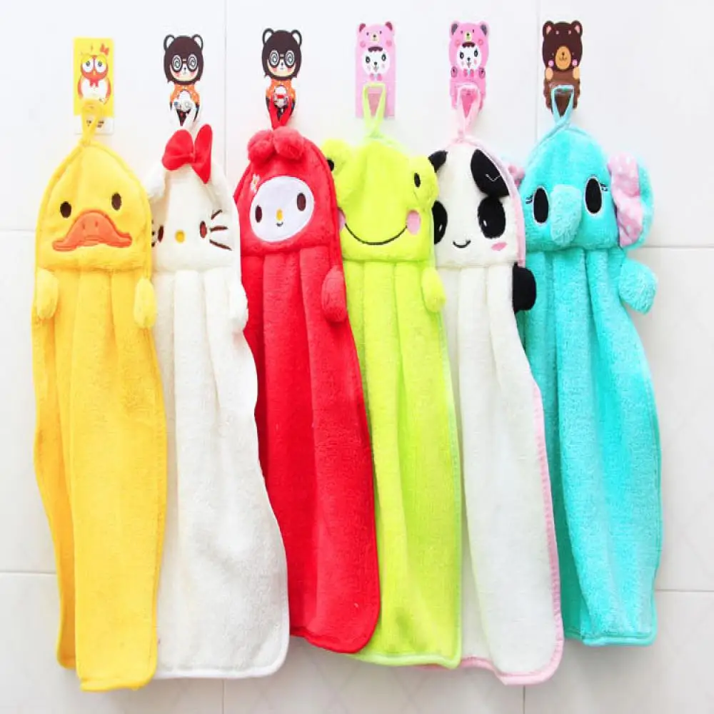 Children Nursery Hand Towel Plush Cartoon Animal Hanging Wipe Bathing Towel