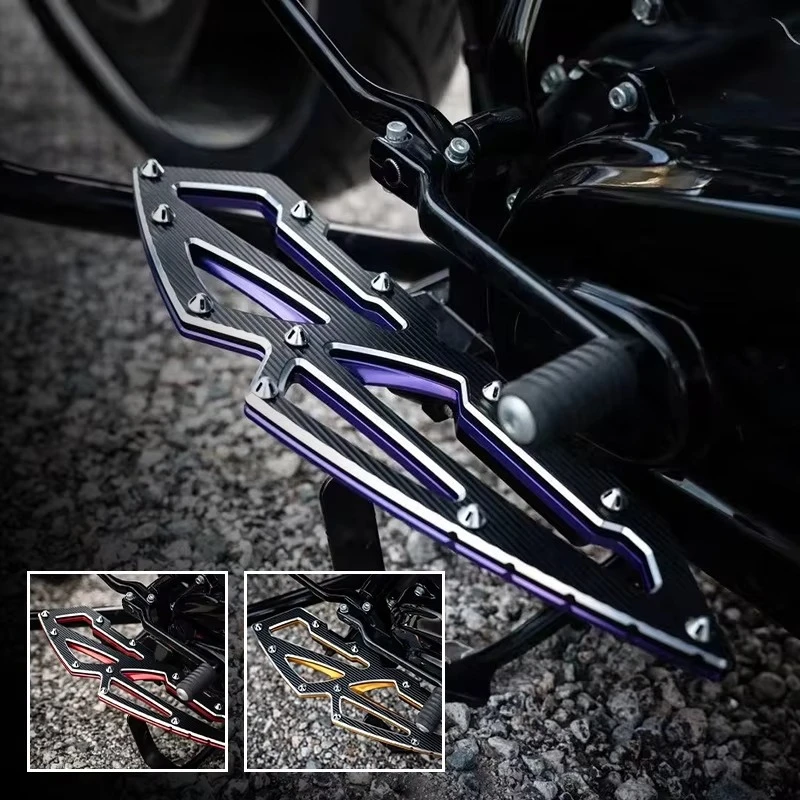 Motorcycle Pedal Rider/Passenger Footboard Aluminum New Retrofit/Upgrade Fit Touring FL Softail Gold Red Silver Back Foot