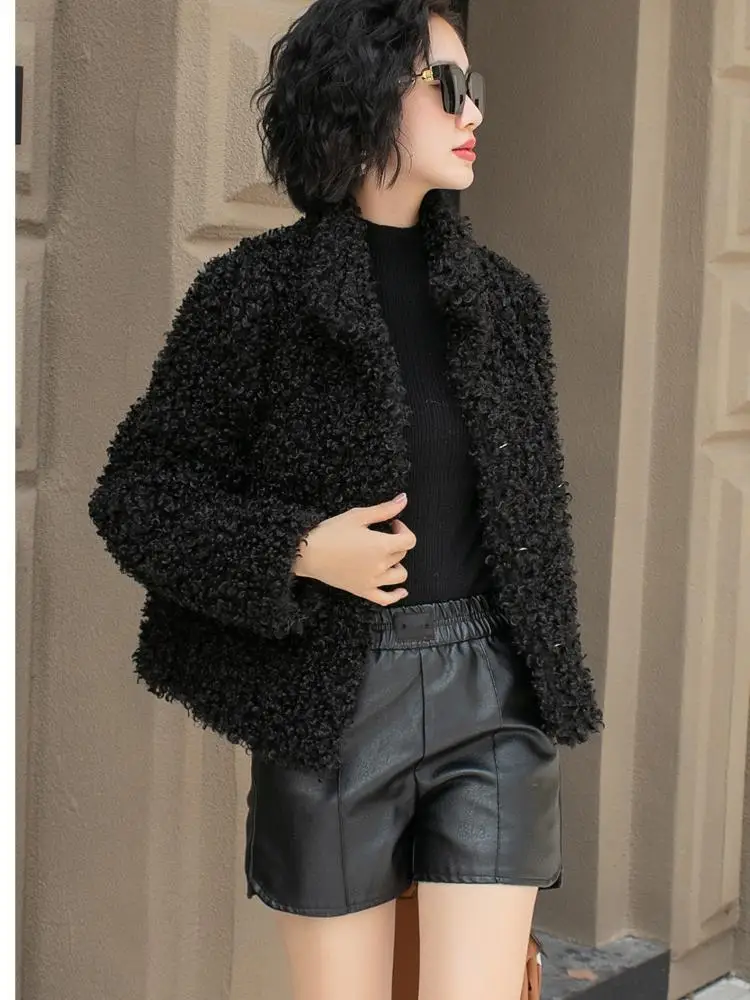 

Винтажный женский однотонный теплый имитационный плюшевый кардиган, пальто, зимняя мода, короткие топы с длинными рукавами, плотная одежда, повседневный тренд