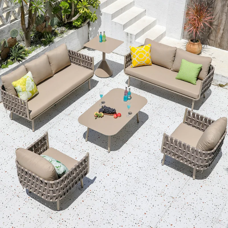 

Customizable Outdoor Sofa Rattan Villa Sunscreen Balcony Lazy Sofa