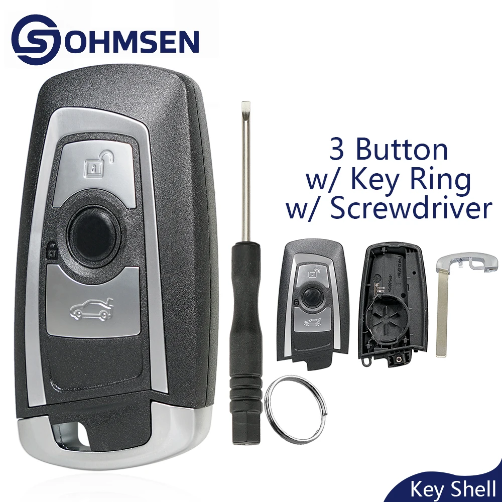 Remote Key Fob Case Shell 3 Buttons For BMW 1 2 3 4 SERIES F20 F22 F30 F31 F32 + Uncut Blade Silver