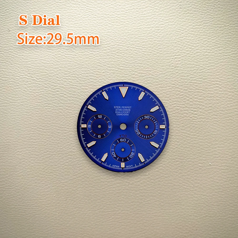 29.5mm S Dial Panda VK63 Dial Black dial with rose gold ring Fit VK63 Movement Green Luminous Watch Modification Accessories ﻿