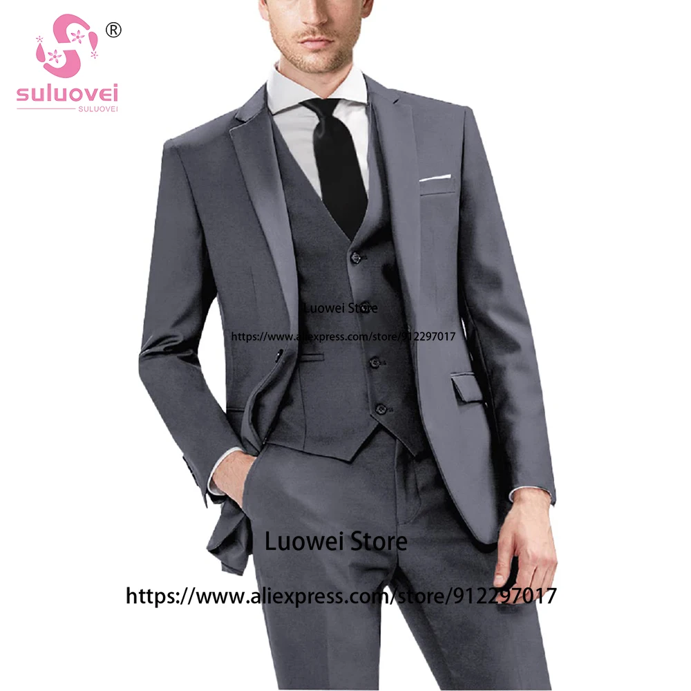 

Classic Business Suits For Men Slim Fit Customized 3 Piece Pants Set Groom Wedding Party Tuxedos Blazer Terno Masculino Completo