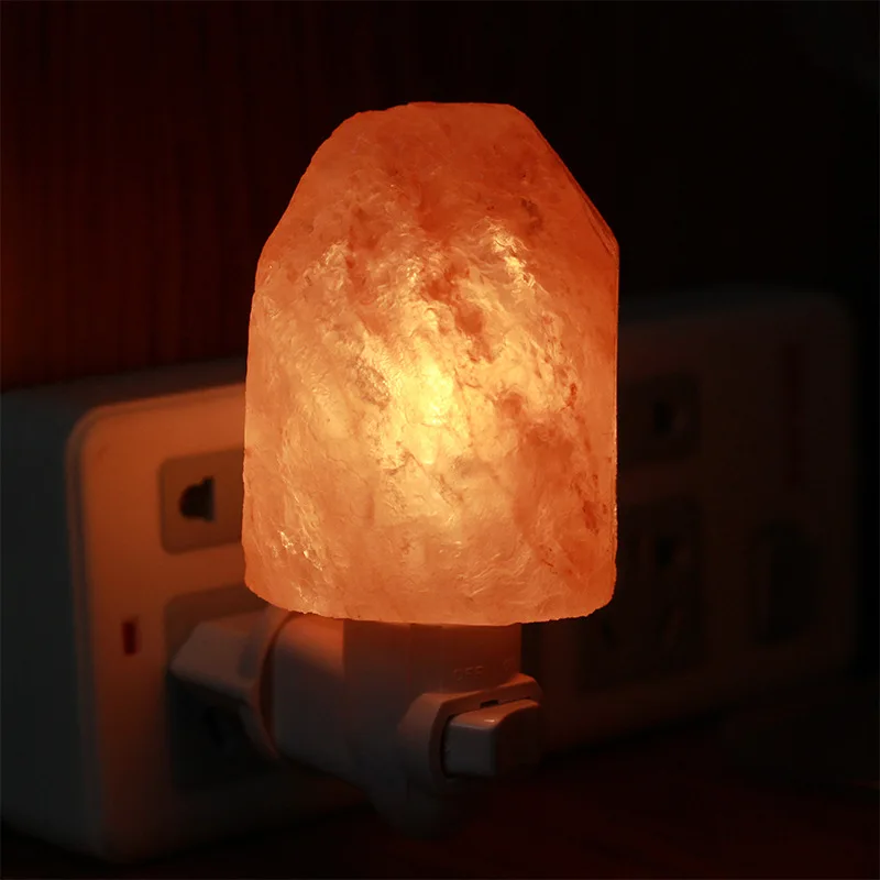 Himalayan Warm White Salt Lamp Night Light Natural Crystal Hand Carved Air Purifying with Plug Release Negative Ions Bedroom