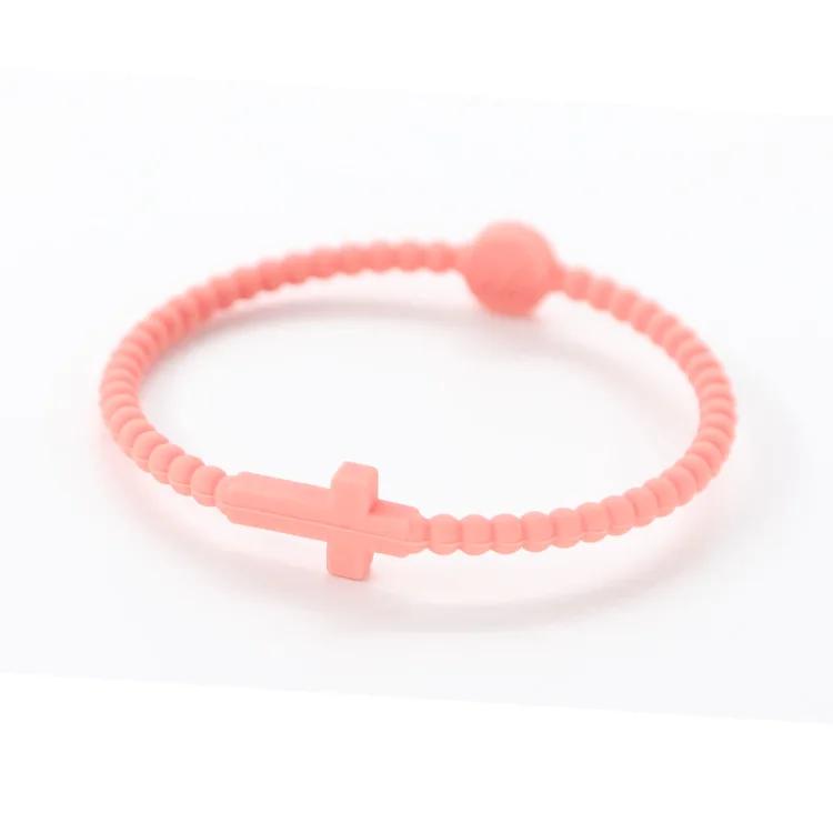 5 stücke Candy Farbe Jesus Armbänder Set für Frauen Männer Einfache Bunte Silikon Kreuz Dünne Armbänder Freundschaft Party Schmuck Geschenke – Detail 4