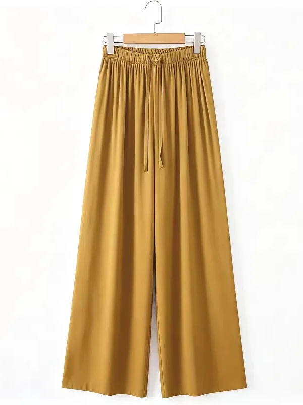 Spring Summer Cotton Silk Mosquito-Resistant Pants Thin Breathable Loose Home Clothes Can Be Worn outside Sleepwear Pure Colo...