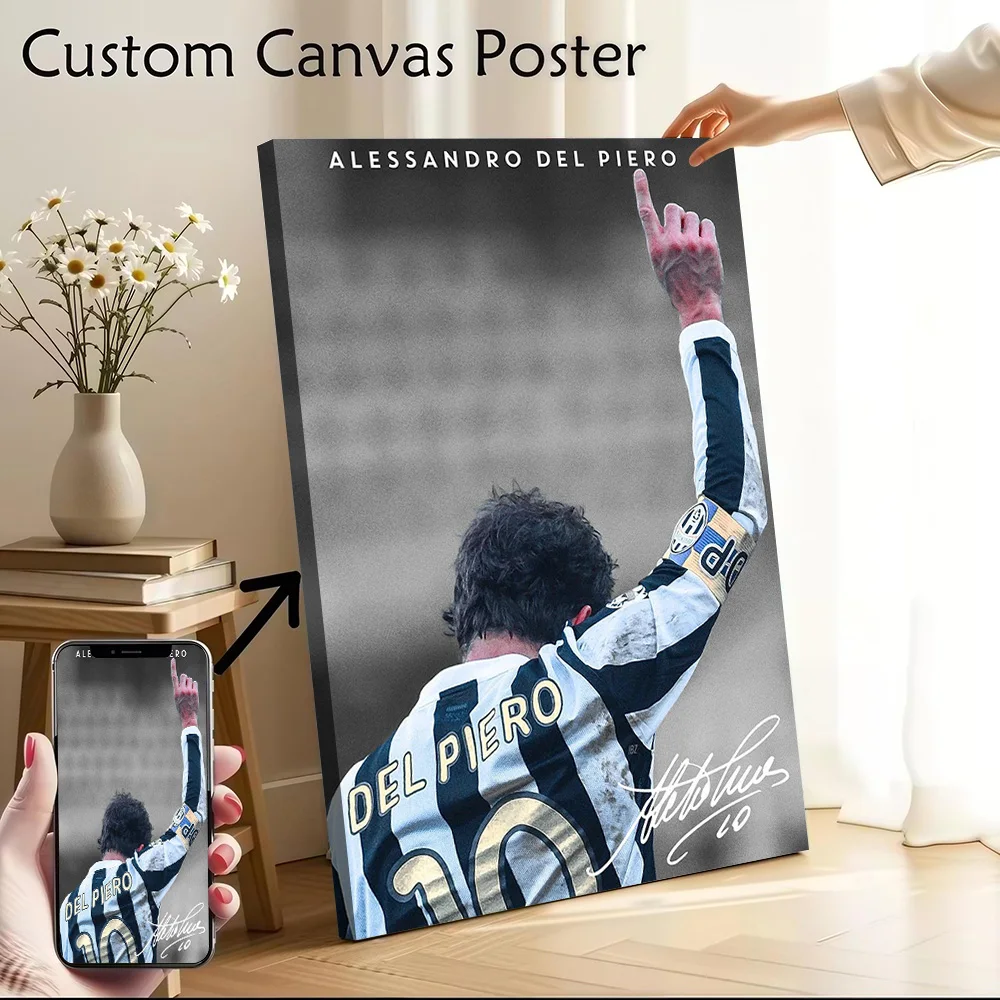 Alessandro Del Piero Canvas Poster Customizable Printed Canvas Painting Wall Art for Fans Aesthetic Decoration Living Room Home
