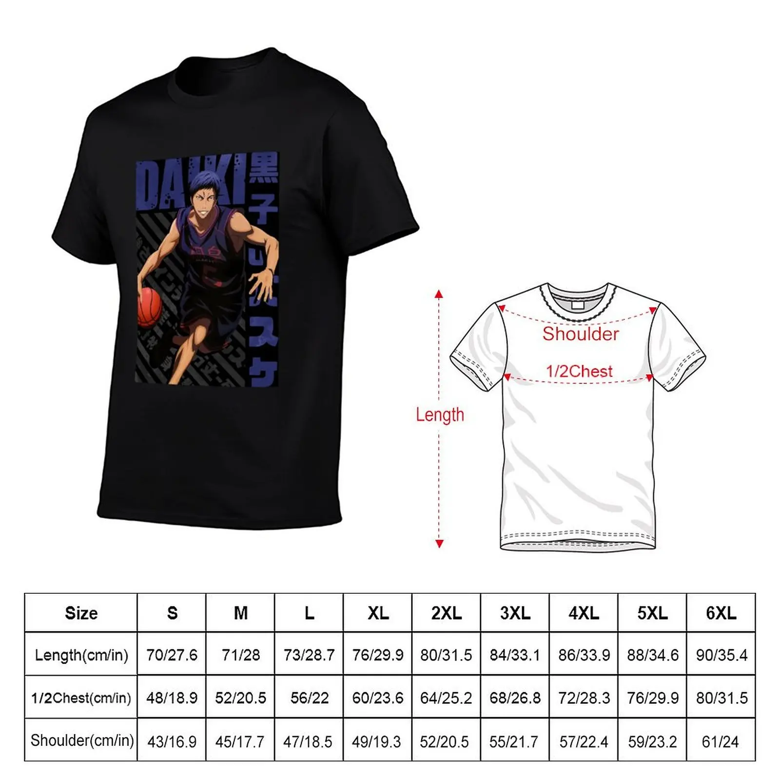 Kuroko no Basket Daiki Aomine Poster Long T-Shirt sublime kawaii clothes t shirt for men