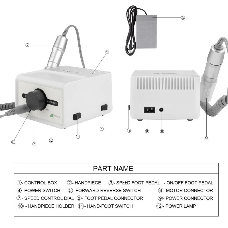 Micromotor eléctrico para manicura y pedicura, máquina pulidora de uñas 211, 65W, 35000rpm, 120II