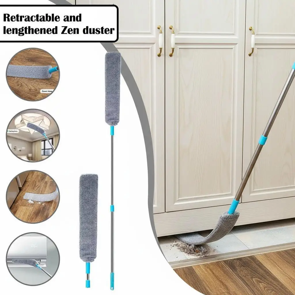 

Телескопическая швабра с гибкой насадкой и длинной ручкой, гибкая щетка-дустер для уборки дома, для удаления пыли и чистки.