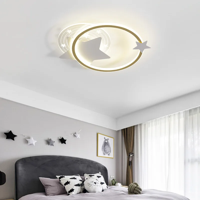 

Star Children Lamp Bedroom Lamp Boy Girl Creative Personality Ceiling Lamp Eye Protection Star Moon Room Lamp Decorative Led