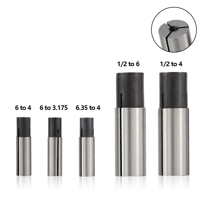 1pc CNC Router Tool Adapter Collet For Engraving Machine 3.175mm 4mm 6mm 6.35mm 12.7mm Milling Cutter Transfer Adapter