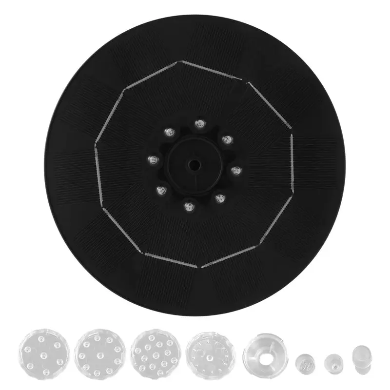 AC23-18CM LED Solar Fountain Pump With 3000Mah Battery 3.5W 6 Nozzles Fountain Pump For Bird Bath Garden Water Cycling