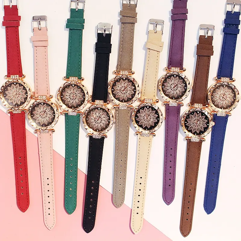 2Pcs Set Women Fashion Watches Starry Sky Ladies Bracelet Watch Casual Leather Sports Quartz Watches