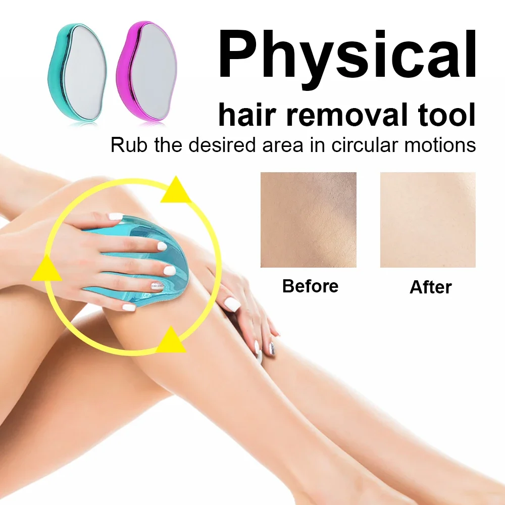 Depiladora Física de Cristal Reutilizable, Fácil de Limpiar, Portátil, Herramienta de Depilación para Piernas, Brazos, Axilas y Cuerpo, Accesorio de Belleza