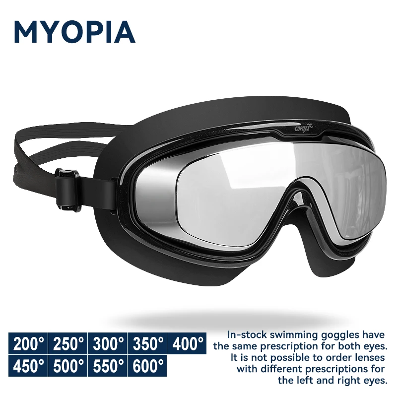 Image of COPOZZ Myopia-Schwimmbrille für Erwachsene, elektroplattiert, beschlagfrei, UV-Schutz, wasserdicht, professionelle Schwimmbrille für Männer und Frauen