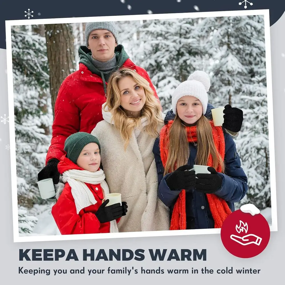 벌크 96팩 신축성 있는 따뜻한 니트 장갑, 남녀 공용 풀 핑거 보온 장갑, 아늑한 겨울 선물