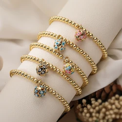 Lucky Turkish Blue Evil Eye Pendant Bracelets For Women Girls, Stylish Cubic Zirconia Accessories,Party Vacation Female Jewelry