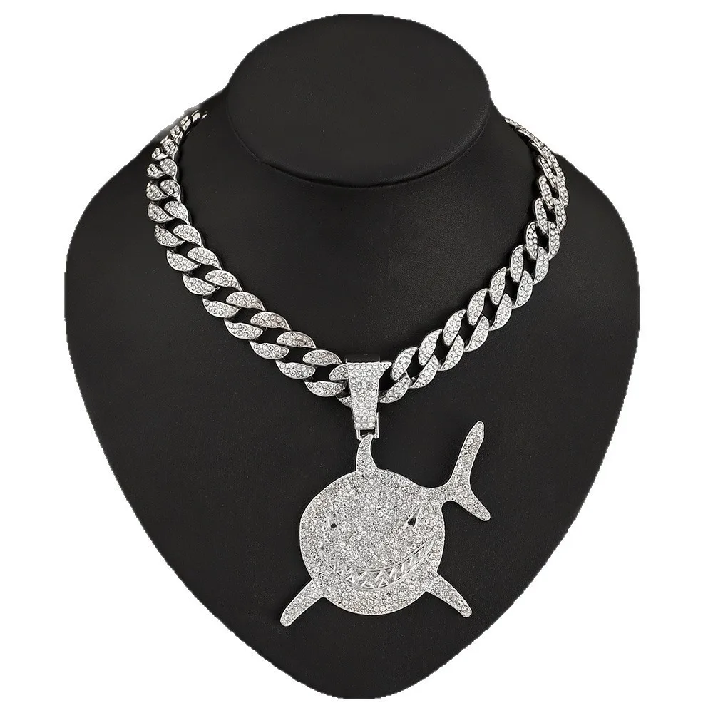 

DIY accessories European and American cross-border personalized hip-hop style shark pendant hip-hop creative shark pendant neckl