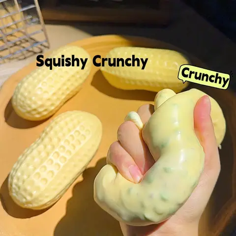 Peanut Squishy Crunchy Stress Ball Fidget Toy Handmade Squeeze Ball Buttery-Soft Feel Squeeze Toys for Adults Gift