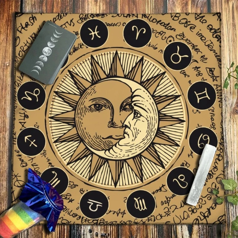 Constellations Tarot Pattern Tablecloth Mushroom Skull Tapestry Board Game Luck Altar Cloth Background Tapestry Home