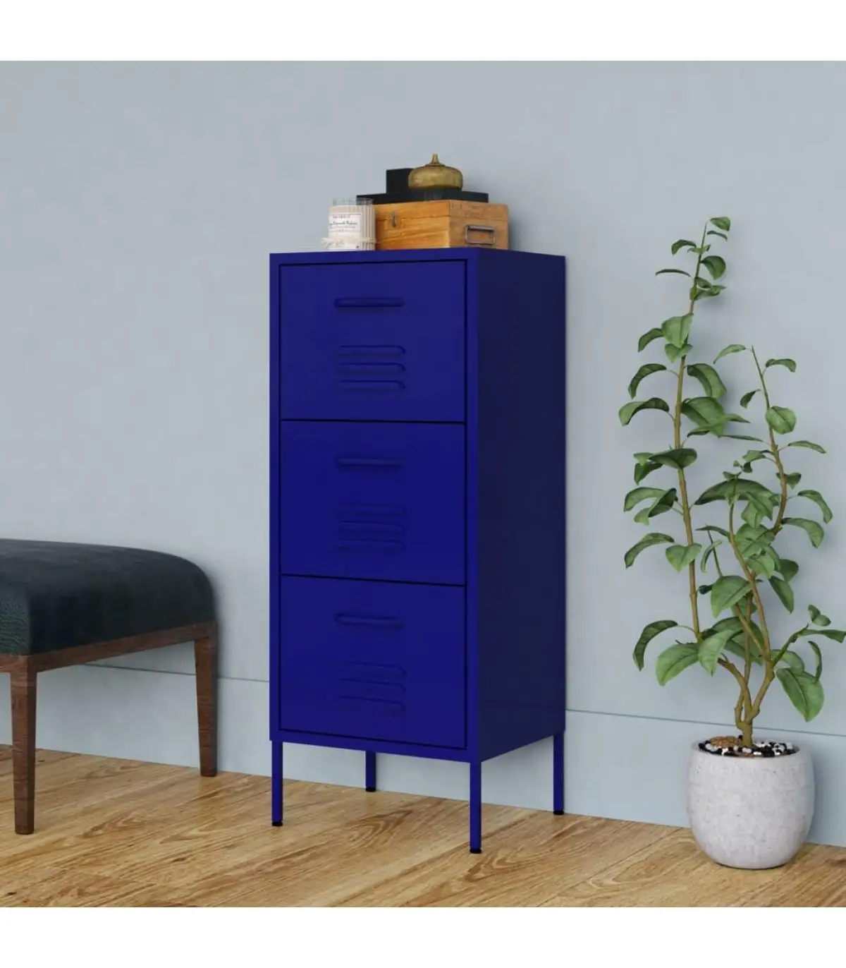 Storage Lockers and Lockers Storage Cabinet Navy Steel 42,5x35x101,5 cm