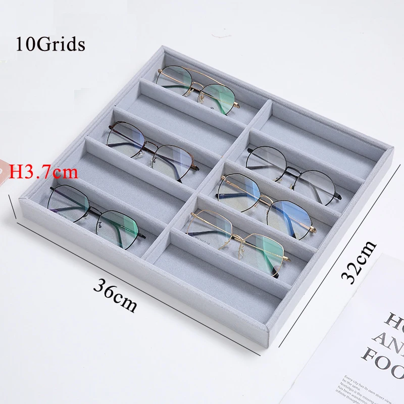 Newly Colors 4/6/10/12Grids Sunglasses Storage Box Sunglasses Case Glasses Display Props Jewelry Organizer Tray Fashion Display