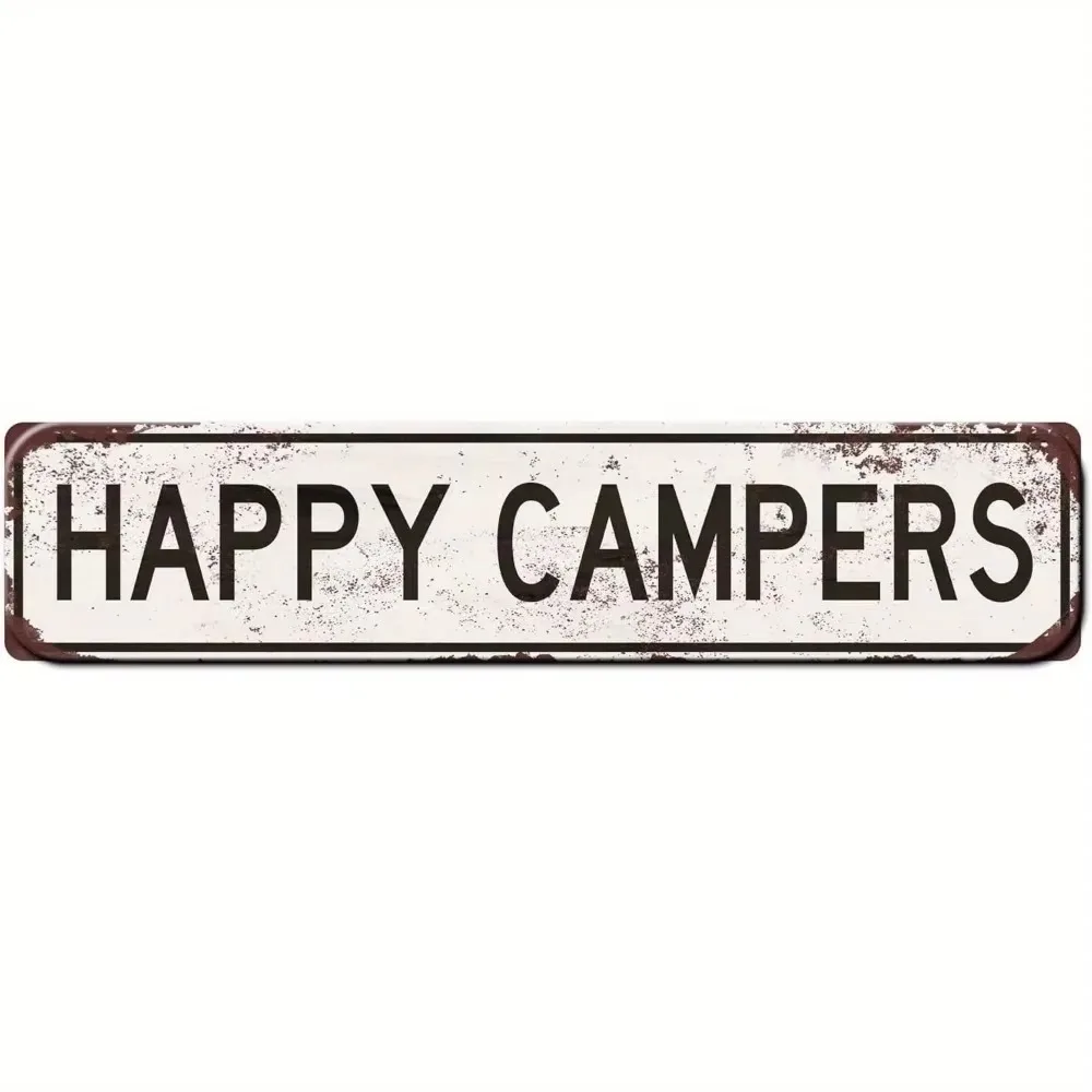 CIFbuy Happy Campers 4x16in 2D Flat Plaque, Customizable Campsite RV Indoor Outdoor Decor