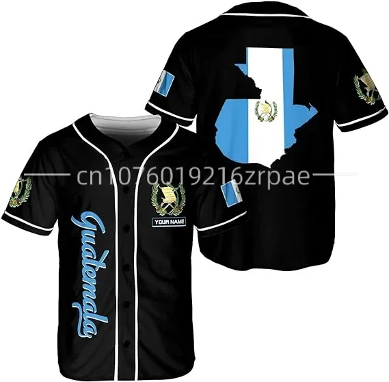 

2024 Summer New Customized Guatemala Baseball Shirt 3D Printed Men's and Women's Casual Fashion Street Baseball Jersey