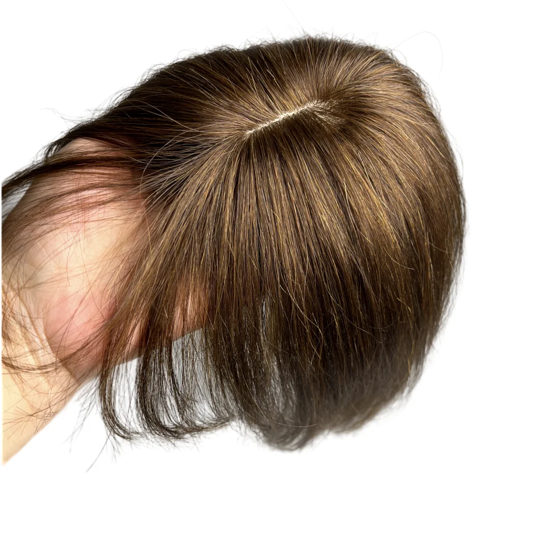 25cm 100% postiches de cheveux humains pour femmes pinces à cheveux dans l'extension de Toppers pour femme toupet frange droite couverture cheveux gris