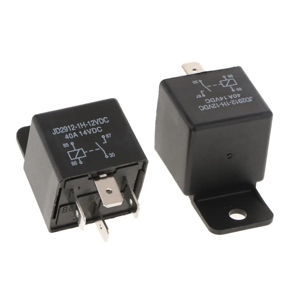 2Pcs Car Motor Automotive DC 12V 40A 40 AMP SPST Relay 4 Pin 4 P Heavy Duty