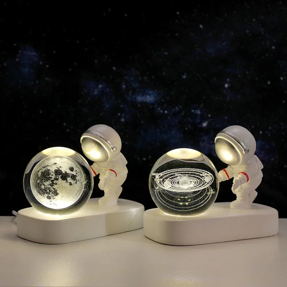 Astronaut Starry Sky Crystal Ball Night Light Desktop Luminous Decoration Atmosphere Light Decoration Children's Birthday Gifts